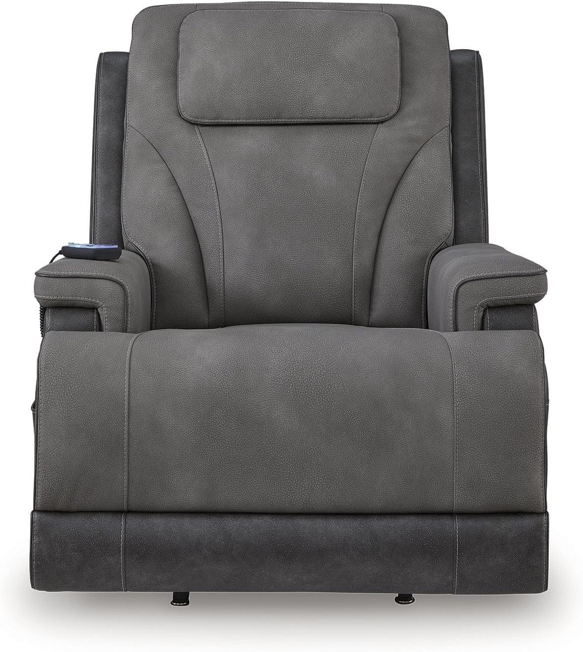 imageSignature Design by Ashley Yandel Faux Leather Electric Power Lift Recliner for Elderly BrownGrey