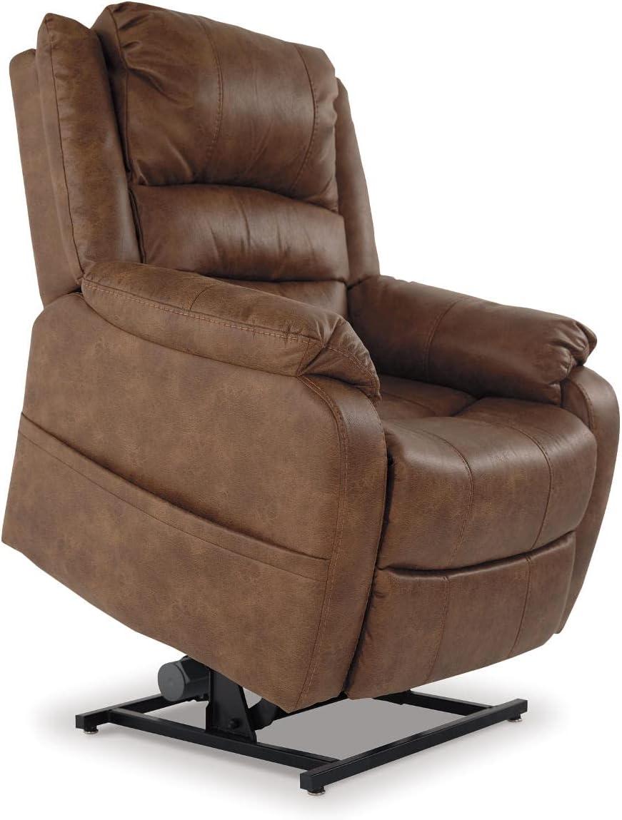 imageSignature Design by Ashley Yandel Faux Leather Electric Power Lift Recliner for Elderly BrownSaddle Brown