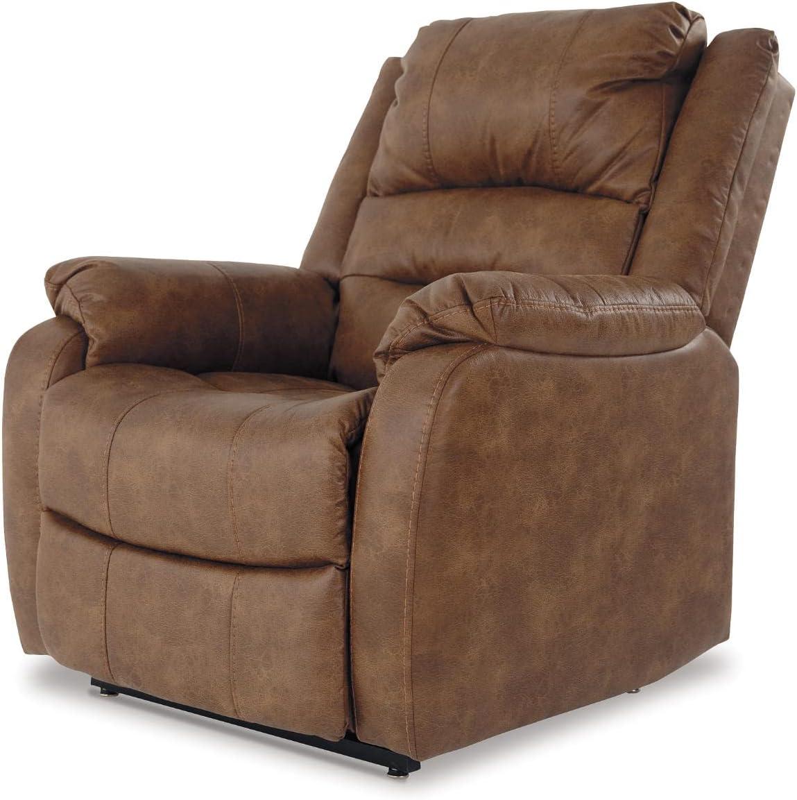 imageSignature Design by Ashley Yandel Faux Leather Electric Power Lift Recliner for Elderly BrownSaddle Brown