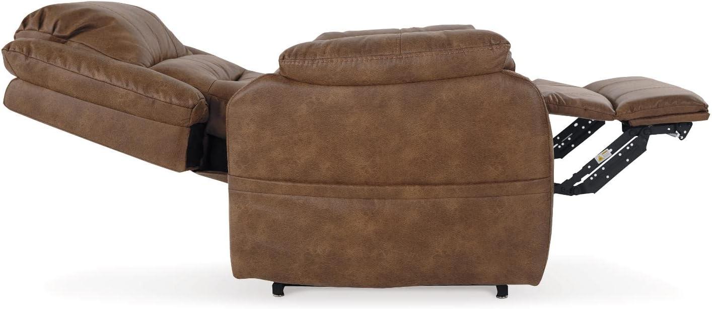 imageSignature Design by Ashley Yandel Faux Leather Electric Power Lift Recliner for Elderly BrownSaddle Brown