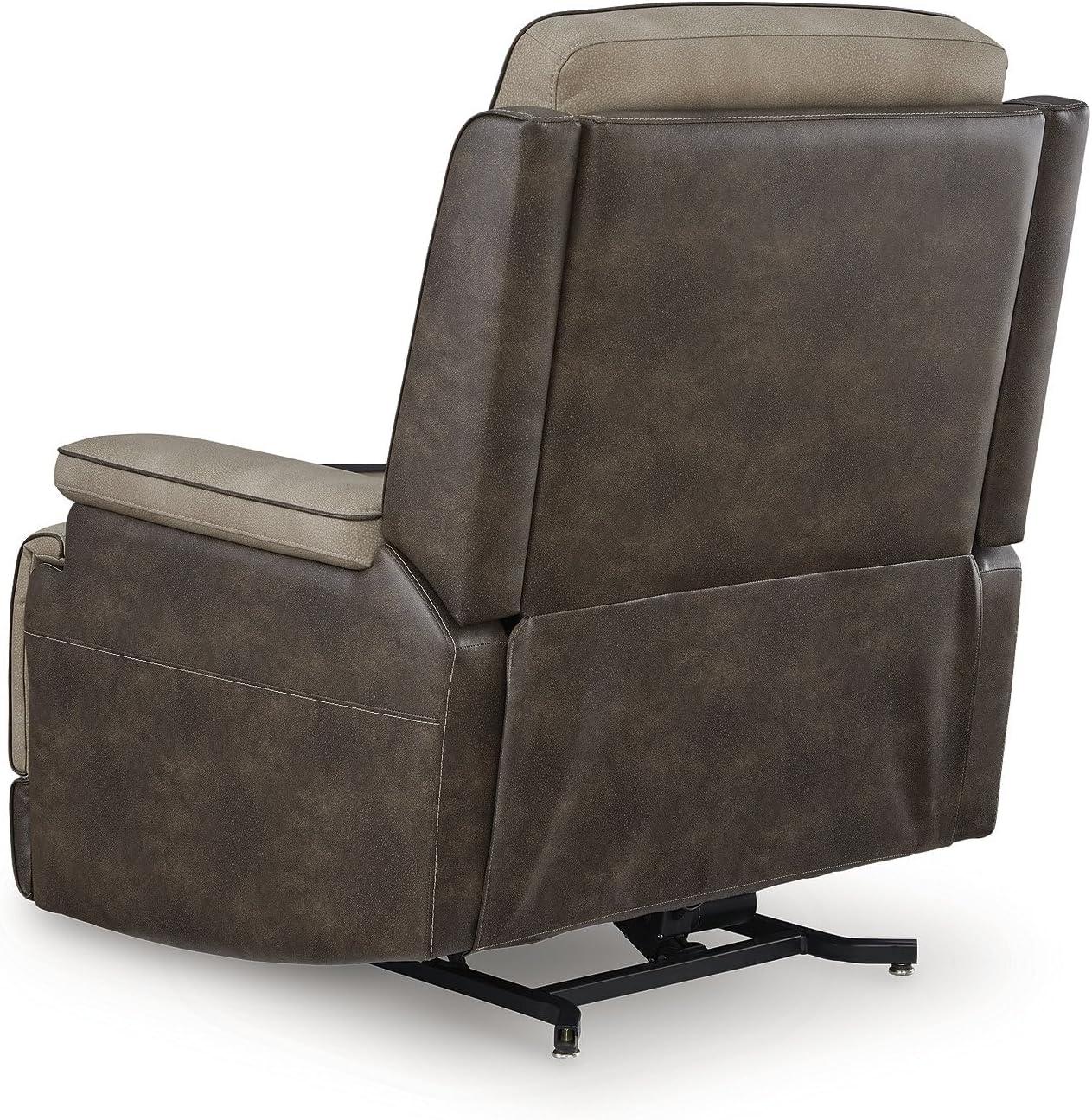 imageSignature Design by Ashley Yandel Faux Leather Electric Power Lift Recliner for Elderly BrownTan