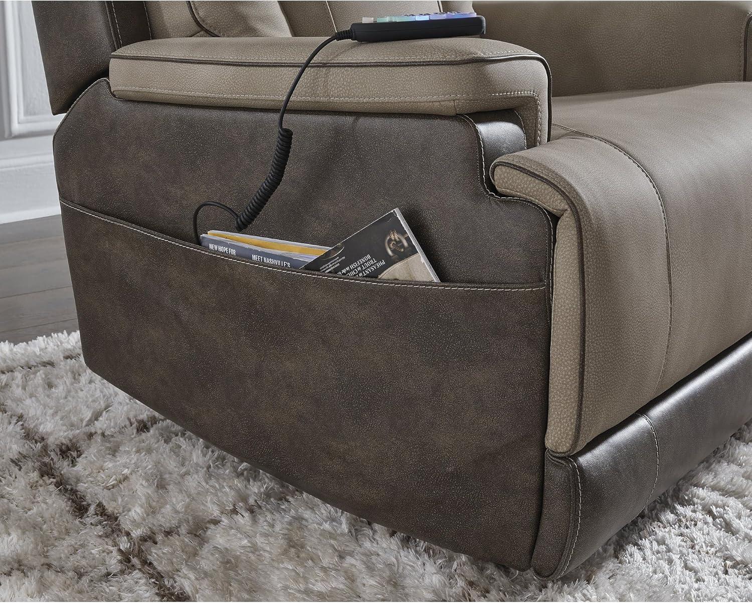 imageSignature Design by Ashley Yandel Faux Leather Electric Power Lift Recliner for Elderly BrownTan