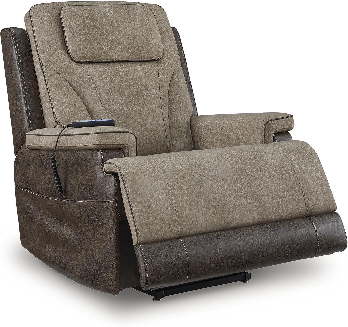 imageSignature Design by Ashley Yandel Faux Leather Electric Power Lift Recliner for Elderly BrownTan