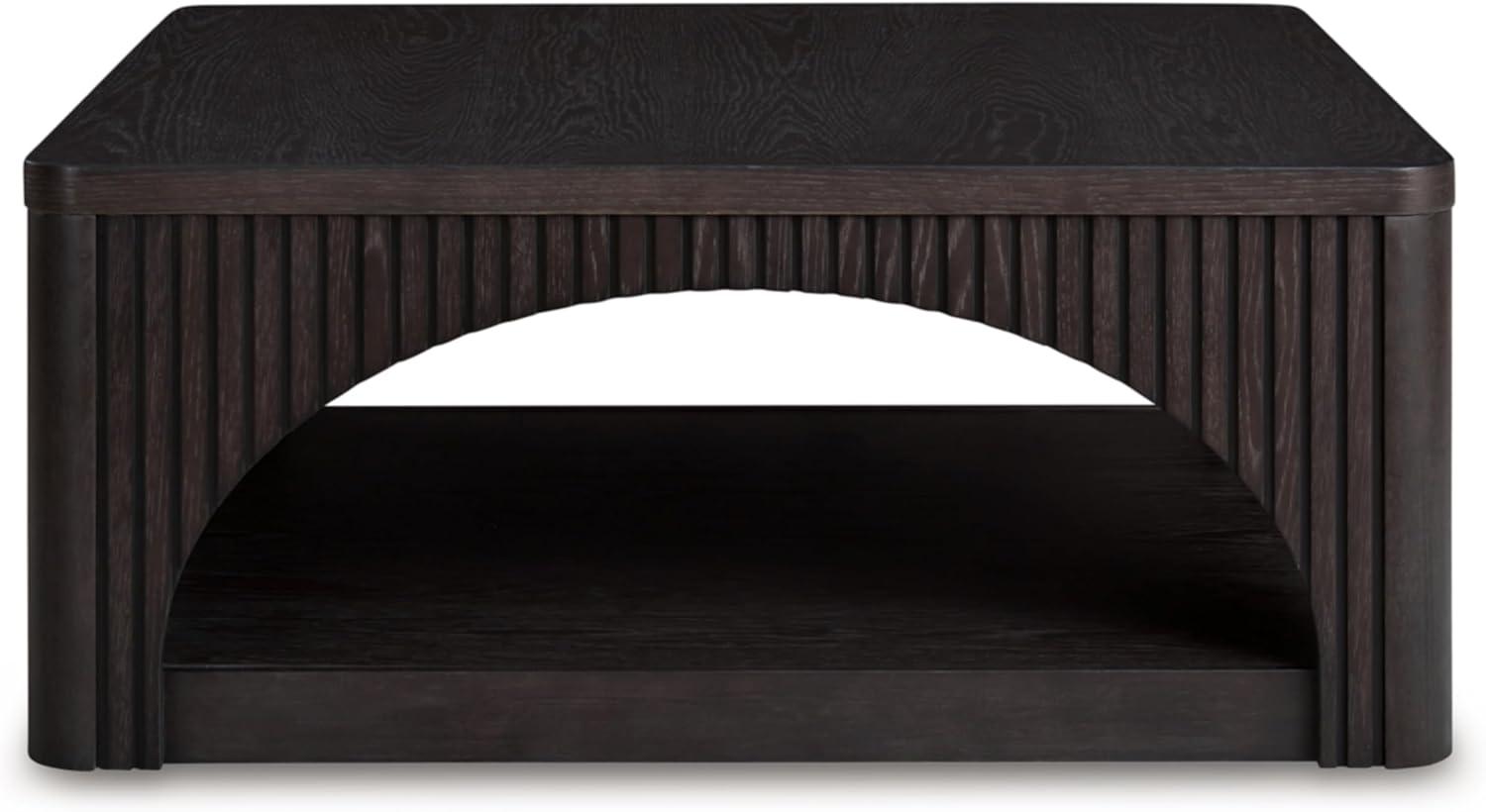 imageSignature Design by Ashley Yellink Contemporary Coffee Table with Casters Open Shelf Arches and Lattice Details Black