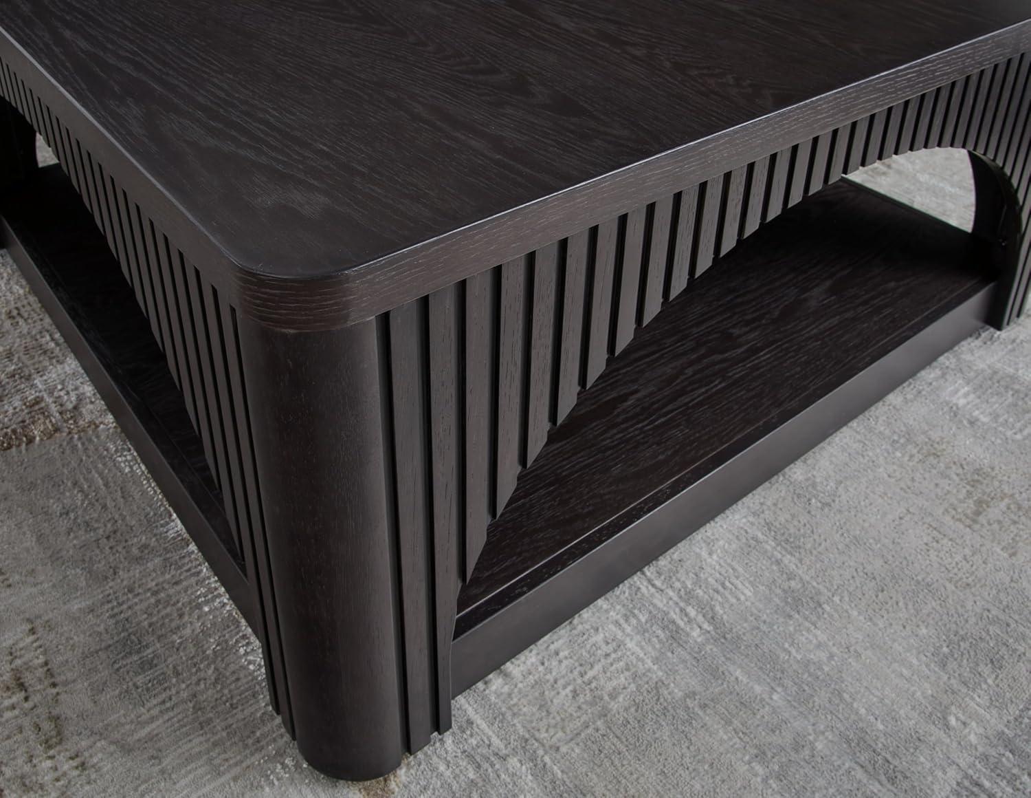 imageSignature Design by Ashley Yellink Contemporary Coffee Table with Casters Open Shelf Arches and Lattice Details Black