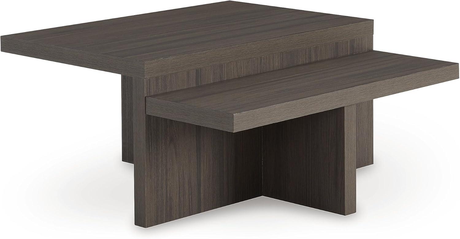 imageSignature Design by Ashley Zendex Contemporary Table Set with Pedestal Base Set of 2 Dark Brown