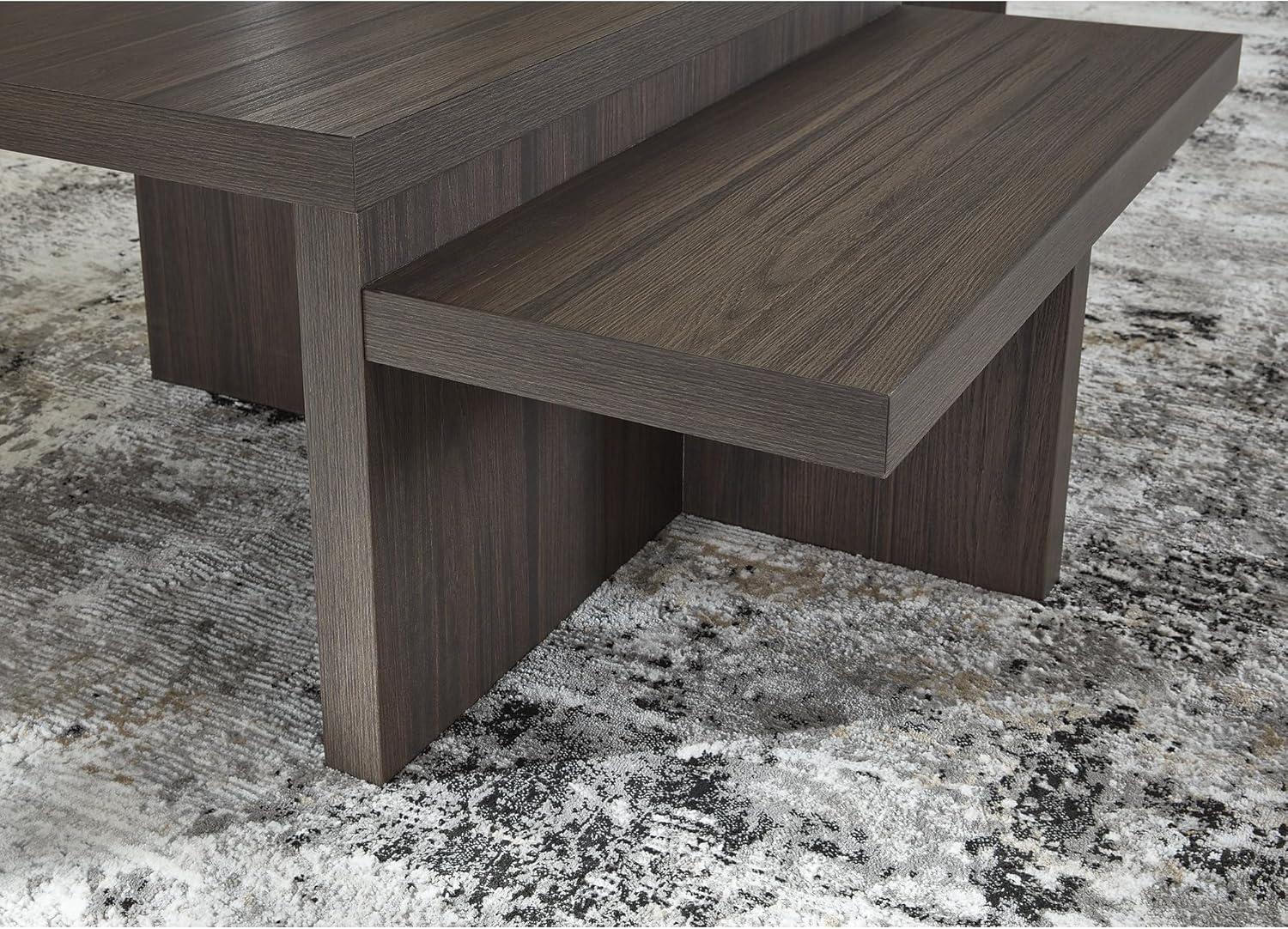 imageSignature Design by Ashley Zendex Contemporary Table Set with Pedestal Base Set of 2 Dark Brown