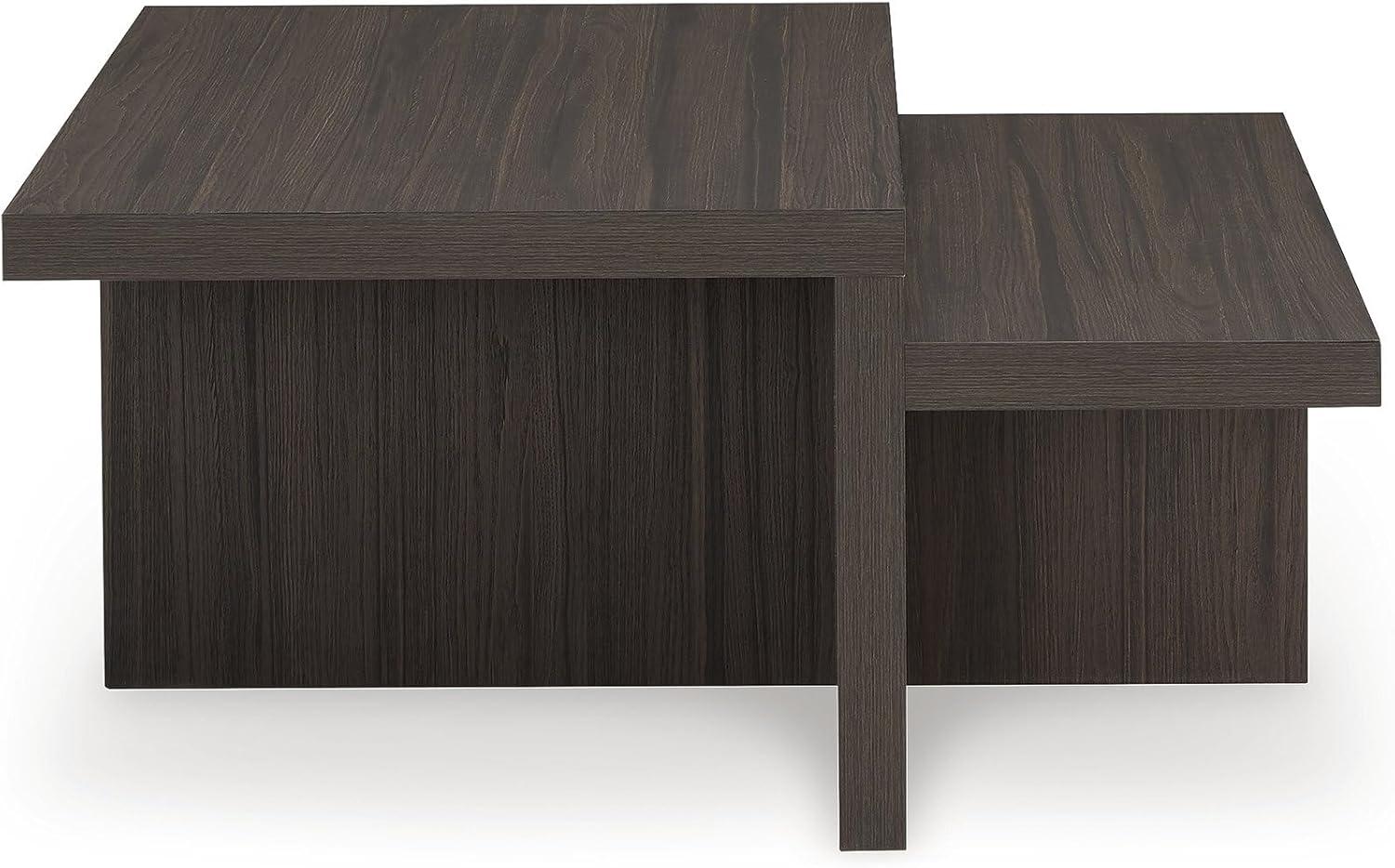 imageSignature Design by Ashley Zendex Contemporary Table Set with Pedestal Base Set of 2 Dark Brown