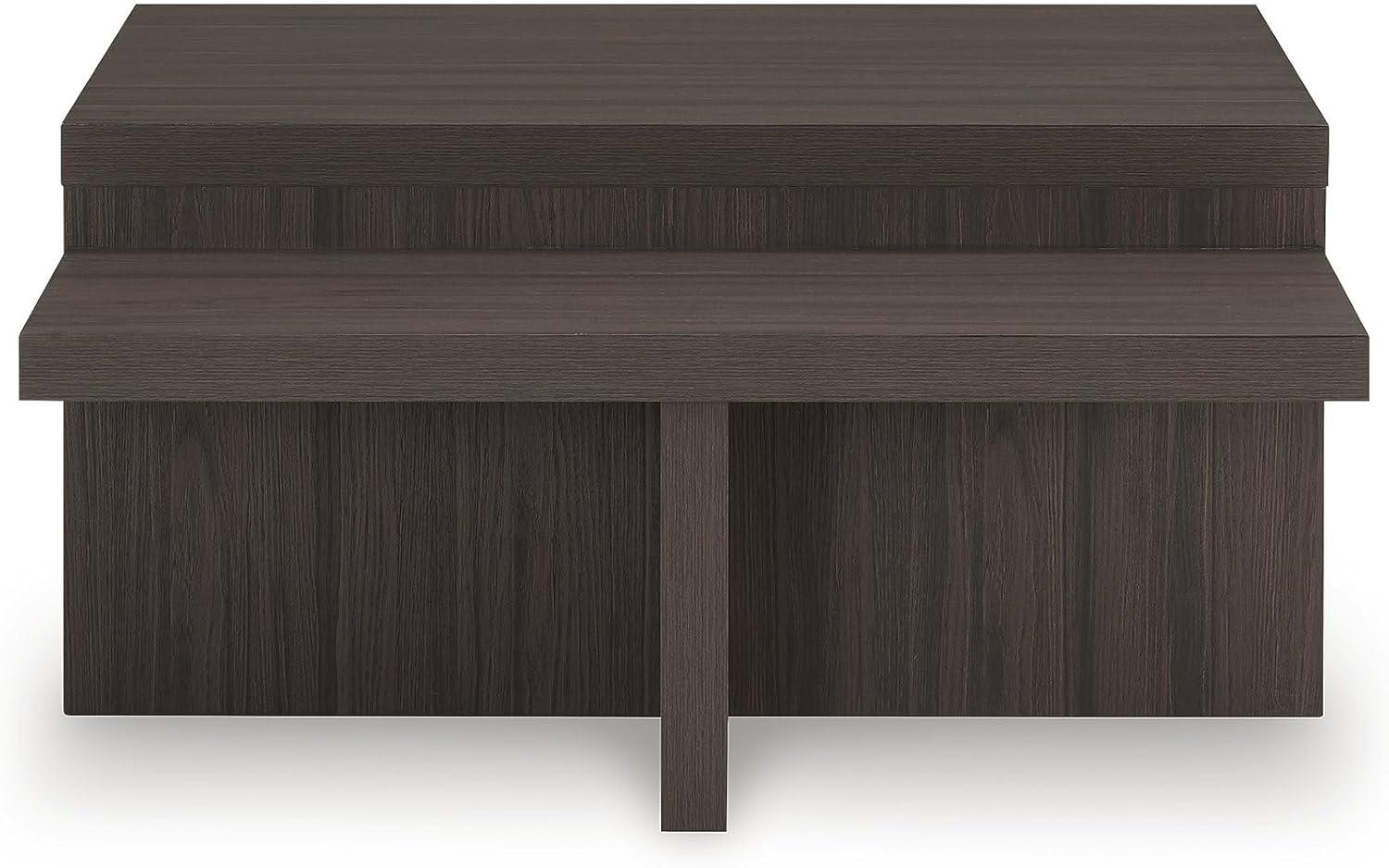 imageSignature Design by Ashley Zendex Contemporary Table Set with Pedestal Base Set of 2 Dark Brown
