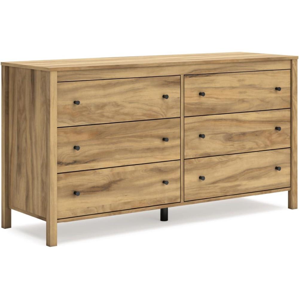 imageSignature Design by Ashley Bermacy Casual 6Drawer Dresser with Safety Stop Light BrownBrown
