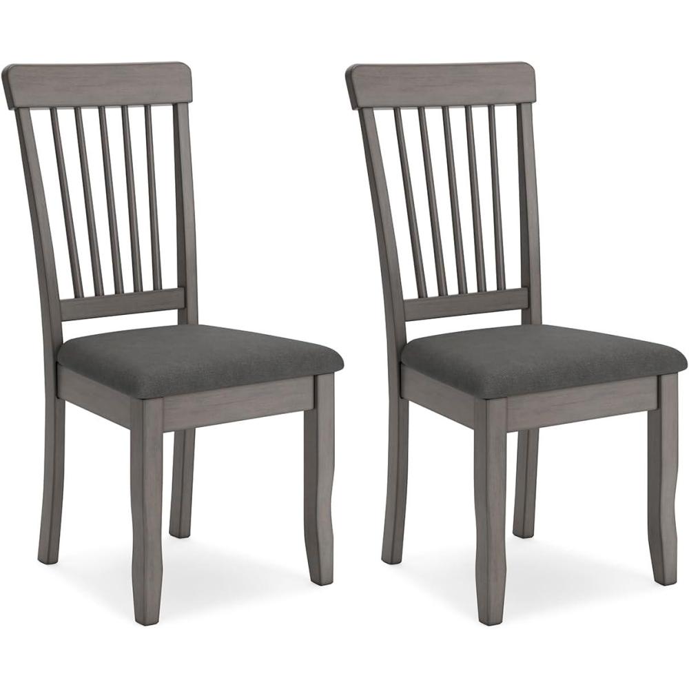 imageSignature Design by Ashley Berringer Spindle Back 18quot Dining Chairs Set of 2 Rustic Light Brown with Upholstered Cushioned SeatGrey