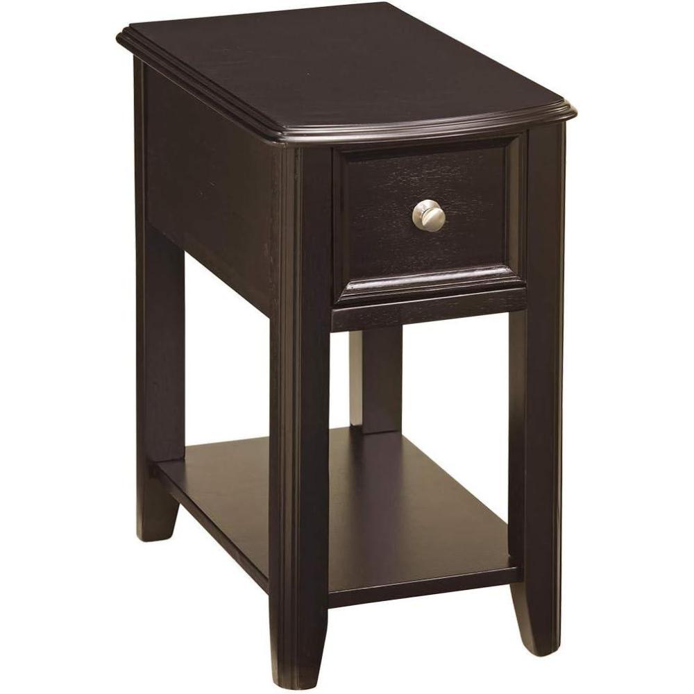 imageSignature Design by Ashley Breegin Chair Side End Table 1 Drawer 1 Fixed Shelf Veneers Wood 1313quot W x 2213quot D x 23quot H BrownDark Brown