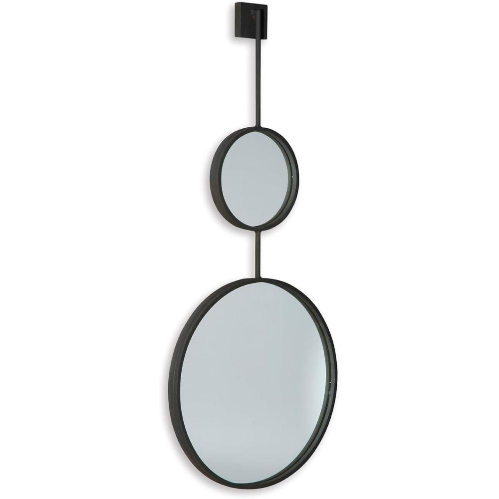 imageSignature Design by Ashley Brewer Modern Minimalist Round Stacked Accent Mirror BlackBlack