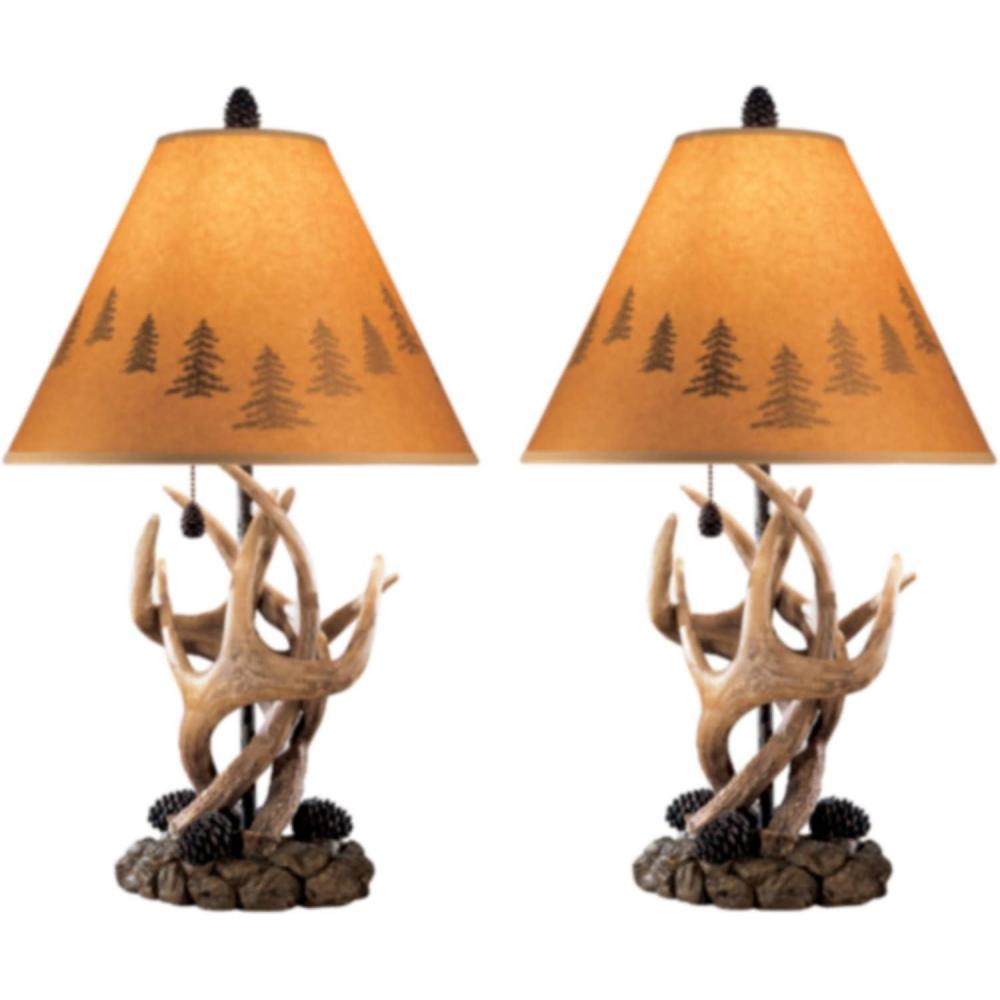 imageSignature Design by Ashley Derek Rustic Cabin Antler Lamp Set 2 Count Brown