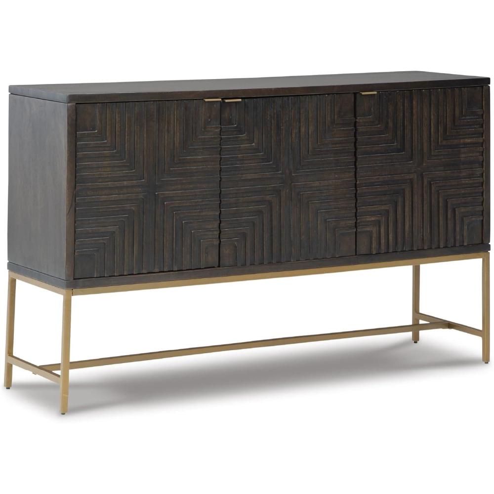 imageSignature Design by Ashley Elinmore MidCentury Modern Accent Cabinet Brown ampamp Gold