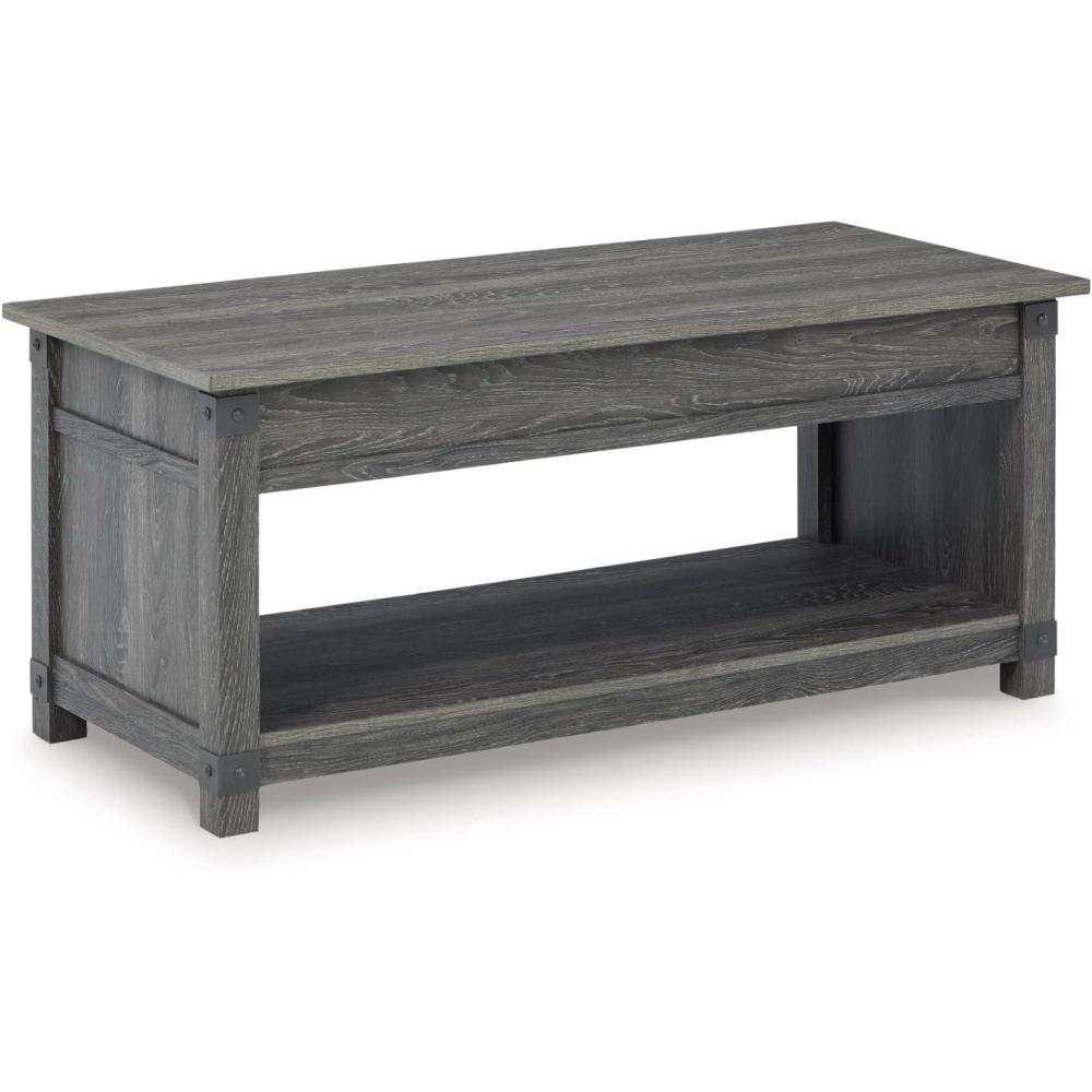 imageSignature Design by Ashley Freedan Rustic Farmhouse Lift Top Coffee Table GrayGrey