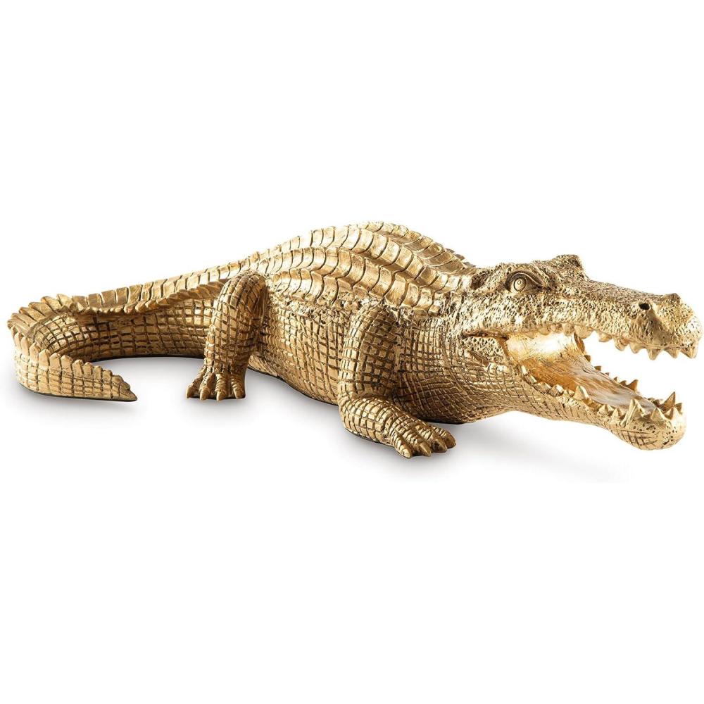 imageSignature Design by Ashley Lauretman Contemporary Polyresin Alligator Sculpture Metallic
