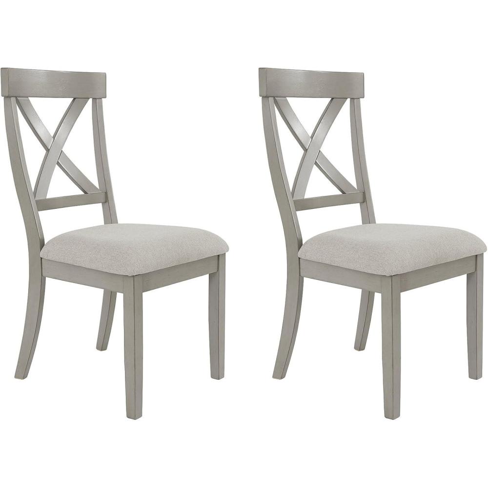 imageSignature Design by Ashley Moriville Modern Farmhouse 19quot Upholstered Dining Room Chair 2 Count BrownGrey