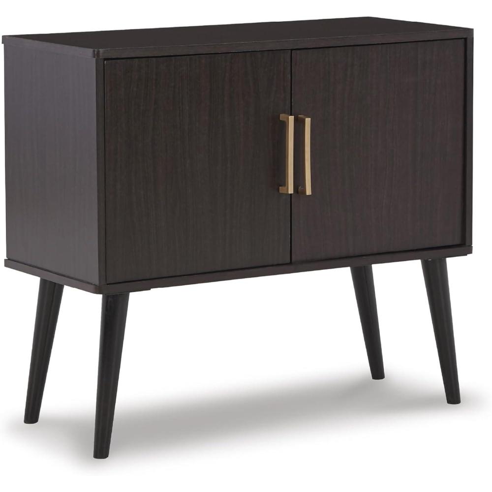 imageSignature Design by Ashley Orinfield Contemporary Accent Cabinet with 2 Doors White ampamp Light BrownDark Brown