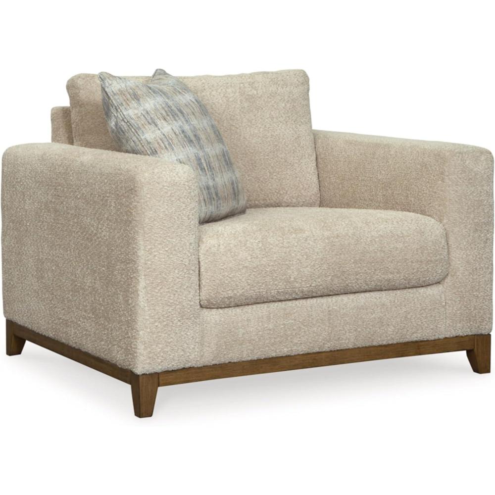 imageSignature Design by Ashley Parklynn Classic Upholstered Oversized Chair with 1 Accent Pillow Beige