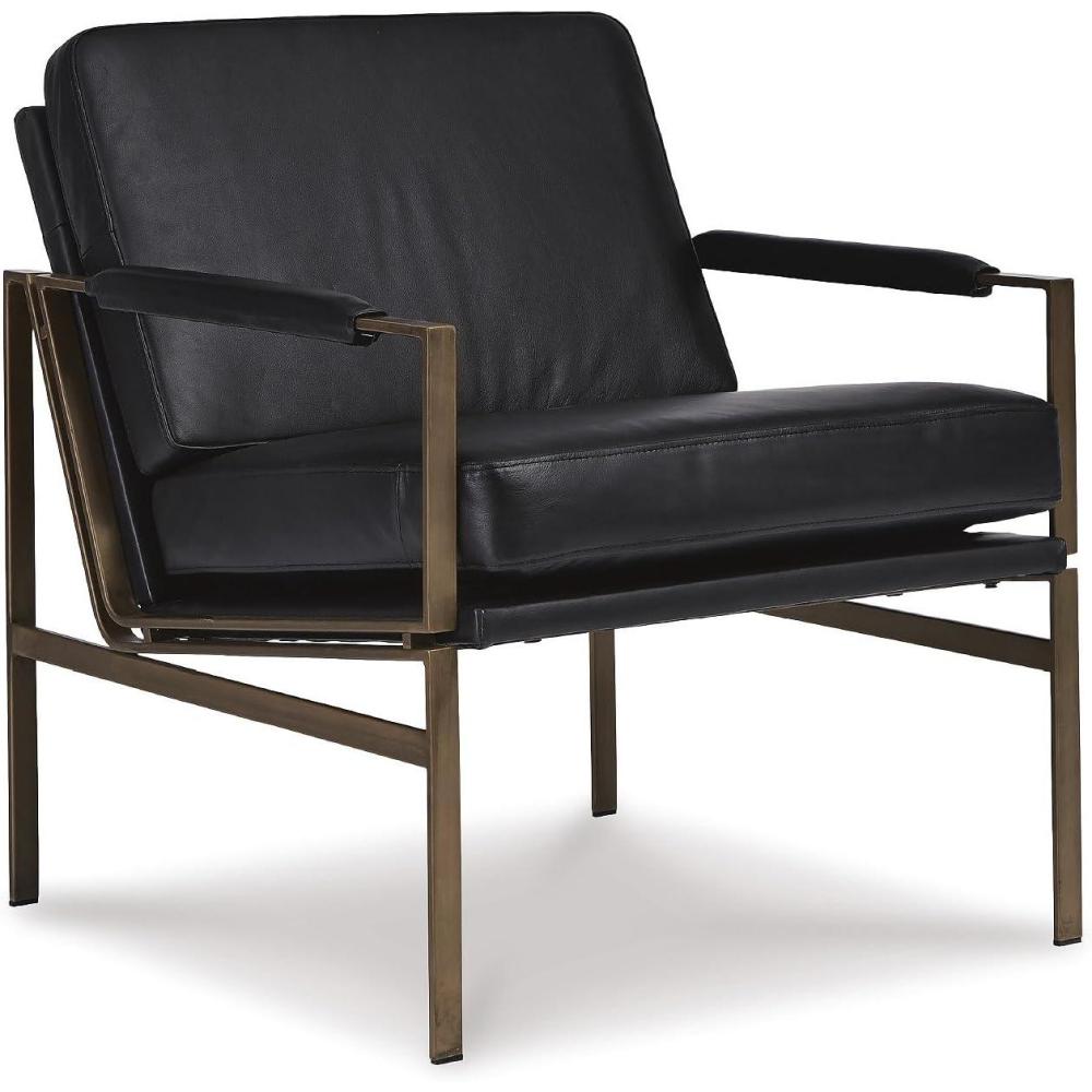 imageSignature Design by Ashley Puckman MidCentury Modern Leather Accent Chair BlackBlack