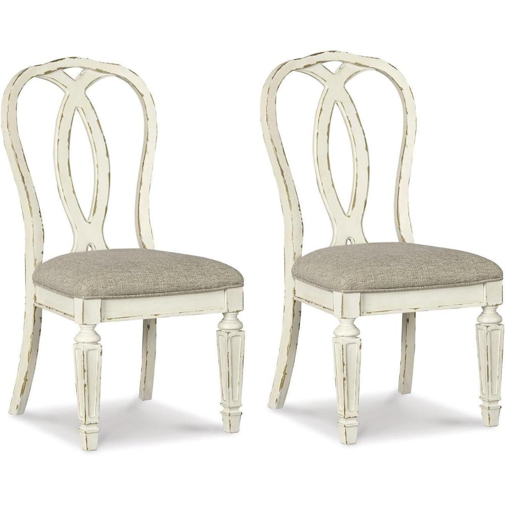 imageSignature Design by Ashley Realyn French Country Ribbon Back Dining Chair 2 Count Chipped WhiteSplat Back