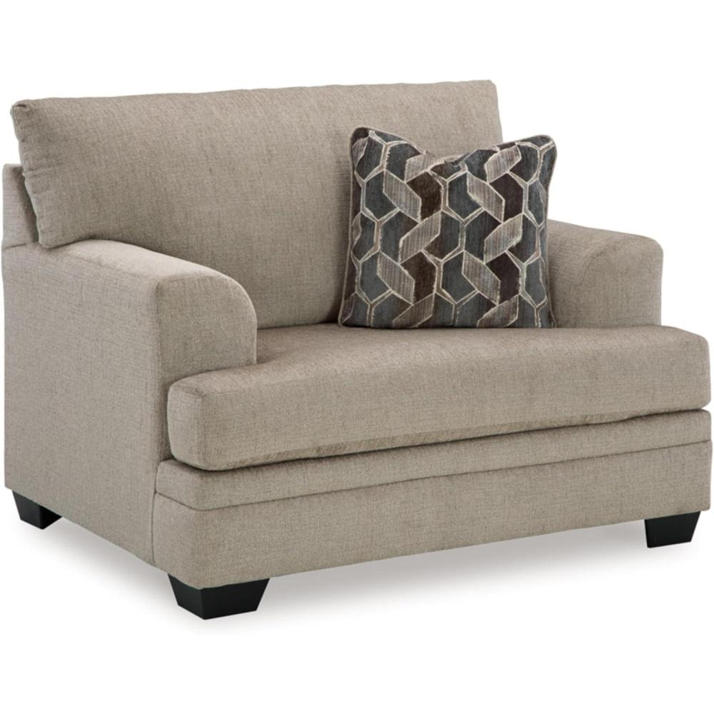 imageSignature Design by Ashley Stonemeade Casual Upholstered Oversized Chair with 1 Toss Pillow Light BrownLight Brown