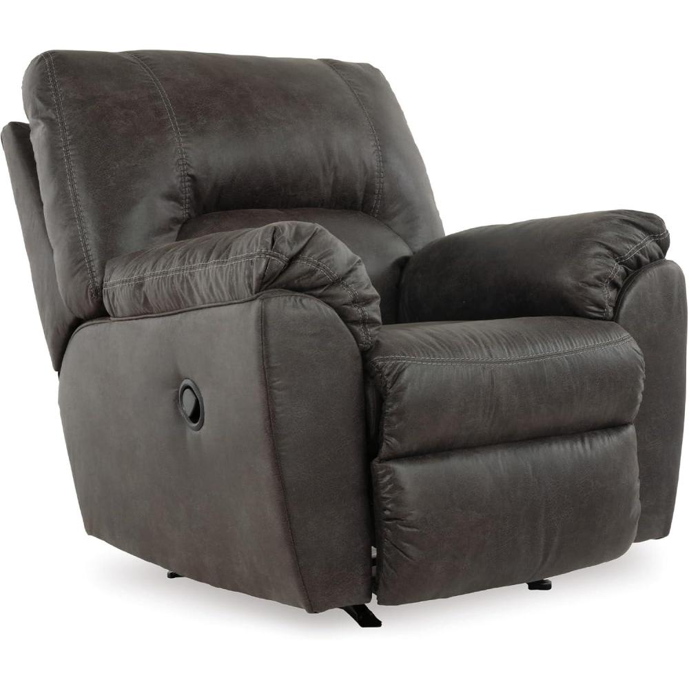 imageSignature Design by Ashley Tambo Faux Leather Manual Rocker Recliner Gray