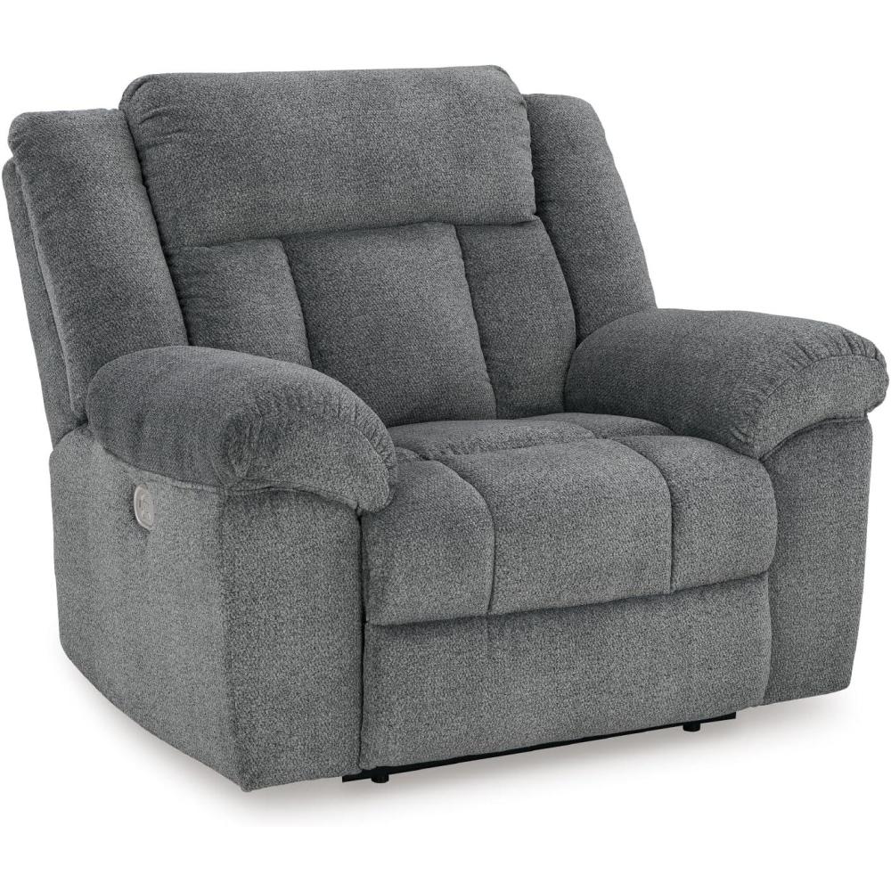 imageSignature Design by Ashley TipOff Classic Wall Hugger Power Recliner with Adjustable Headrest and USB Ports Light BrownGrey
