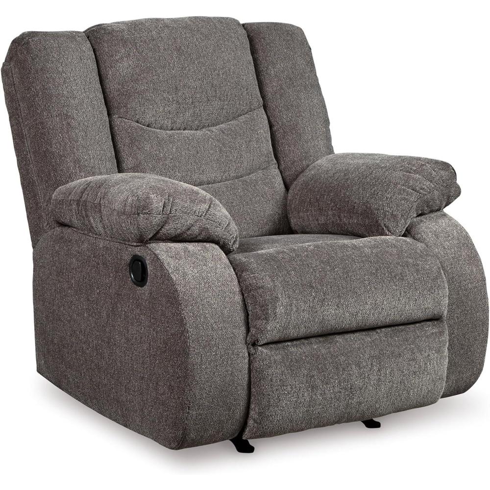 imageSignature Design by Ashley Tulen Modern Manual Pull Tab Reclining Loveseat Dark GrayDark Gray