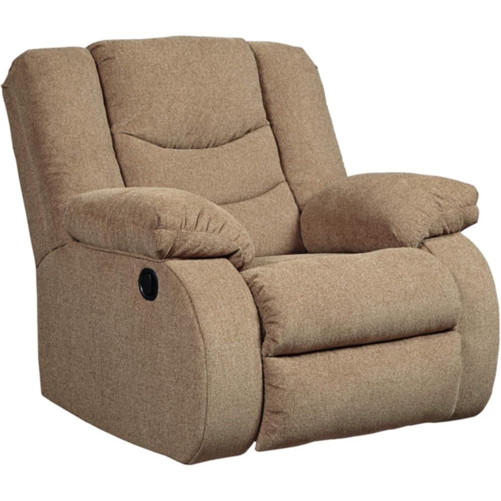 imageSignature Design by Ashley Tulen Modern Manual Pull Tab Reclining Loveseat Dark GrayLight Brown