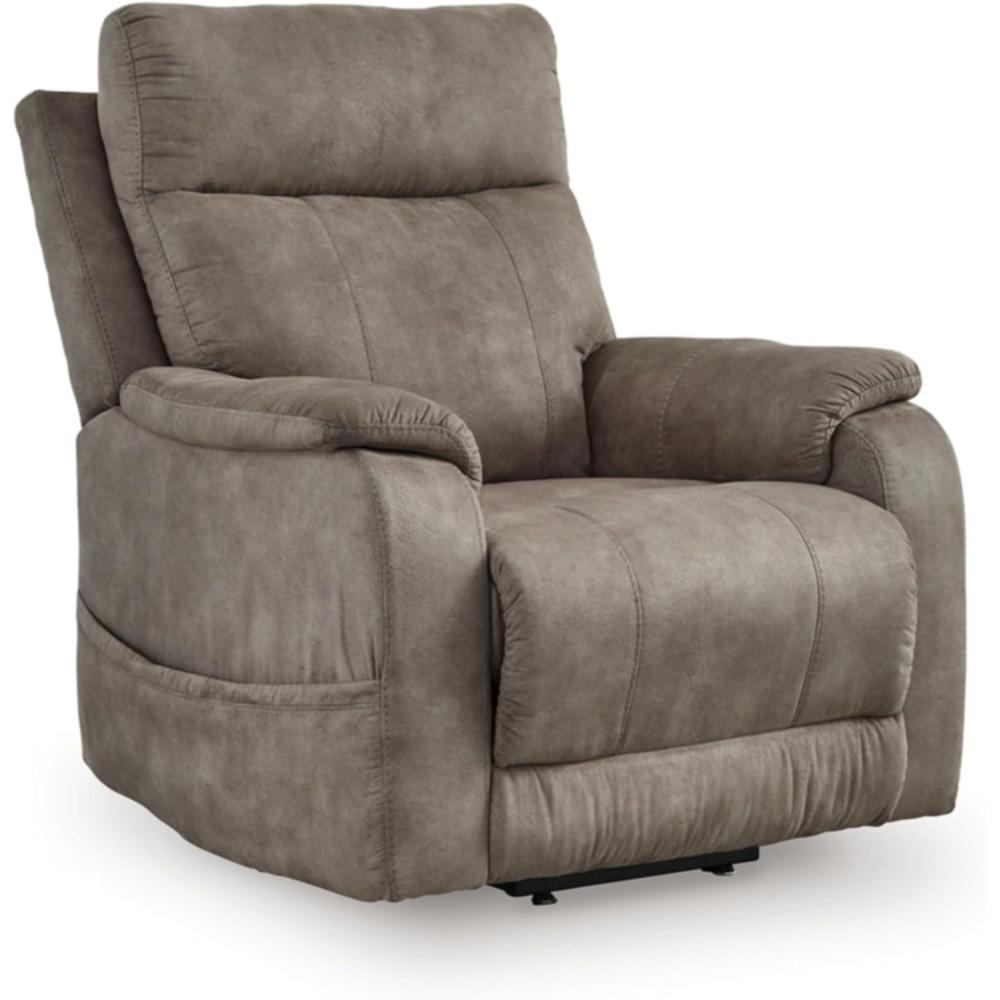 imageSignature Design by Ashley Yandel Faux Leather Electric Power Lift Recliner for Elderly BrownGray Brown