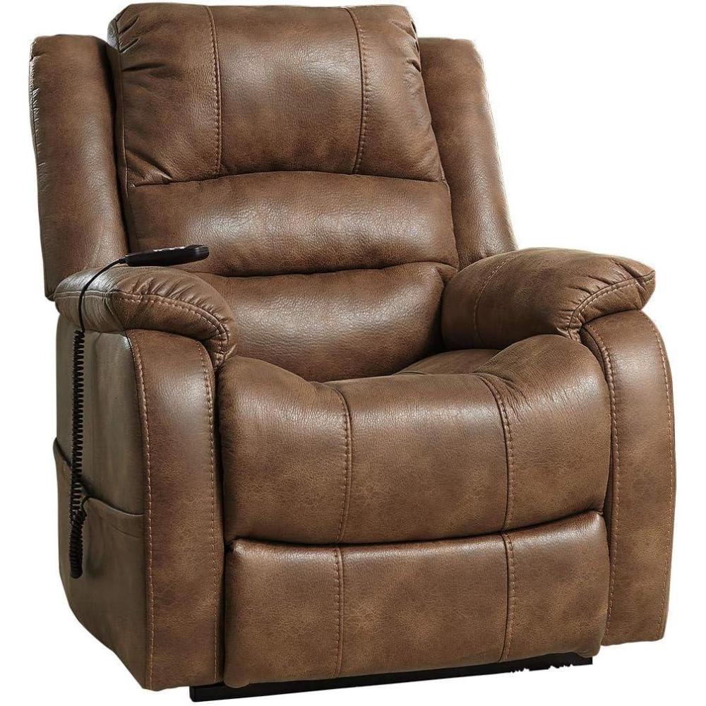 imageSignature Design by Ashley Yandel Faux Leather Electric Power Lift Recliner for Elderly BrownSaddle Brown