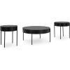 imageSignature Design by Ashley Ardoline Modern Tempered Glass Tabletop Table Set with 4 Legs Set of 3 Black