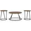 imageSignature Design by Ashley Cassbryn Contemporary Table Set with Metal Cross Base Set of 3 Light Brown ampamp Black