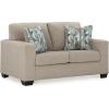 imageSignature Design by Ashley Deltona Contemporary Loveseat with 2 Accent Pillows Beige