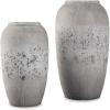 imageSignature Design by Ashley Dimitra Painted Ceramic 2 Piece Decorative Vase Set Light Gray