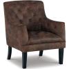 imageSignature Design by Ashley Drakelle Traditional Accent Chair with Diamond Button Tufting Attached Cushions Fabric Upholstery 205quot Seat Height Dark BrownBrown