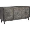 imageSignature Design by Ashley Fair Ridge Boho Hand Carved Wood Accent Cabinet or TV Stand Dark Gray