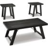 imageSignature Design by Ashley Fawndell Casual Table with Antiqued Finish Set of 3 White ampamp Light BrownBlack