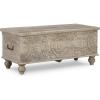 imageSignature Design by Ashley Fossile Ridge Boho Carved Wood Storage Bench with Hinge Top BeigeFossil Ridge Storage Bench