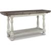 imageSignature Design by Ashley Havalance Farmhouse Rectangular Coffee Table Gray ampamp White with Weathered FinishFlip Top Sofa Table