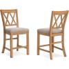 imageSignature Design by Ashley Havonplane Rustic Armless 2563quot Counter Height Upholstered Bar Stool with Foot Rest Set of 2 Light Brown ampamp Light Gray