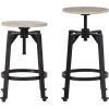 imageSignature Design by Ashley Karisslyn Urban Industrial Counter Height Barstool 2 Count Whitewash ampamp BlackBeige