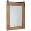 imageSignature Design by Ashley Lanie Rustic Accent Mirror with Metal Faux Barn Door Track Brown ampamp Black