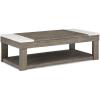 imageSignature Design by Ashley Loyaska Casual LiftTop Coffee Table with 1 Lower Shelf Marble Accents and Casters Brown ampamp White