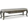 imageSignature Design by Ashley Maylee Contemporary Upholstered 63quot Dining Bench with 1 Drawer Dark Brown