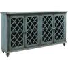 imageSignature Design by Ashley Mirimyn Vintage 69quot 4Door Accent Cabinet with Mirrored Glass and 2 Adjustable Shelves Antique BlueBlue