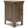 imageSignature Design by Ashley Moriville Rustic Farmhouse End Table with 1 Cabinet Door and USB Ports BrownBrown