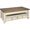 imageSignature Design by Ashley Realyn Vintage Farmhouse Rectangular Lift Top Coffee Table with Storage Drawer White ampamp BrownWhite Wash